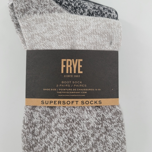 FRYE SUPERSOFT MARLED BOOT SOCKS GREY BLACK WOMEN - Picture 3 of 7